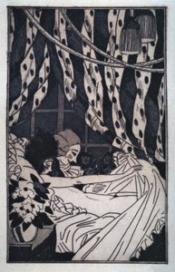 Erotika: Giacomo Casanova (1725-1798) felemeli a lepedőt, hogy meztelen szeretőjéről, a 20. század elején elmélkedjen (rézkarc)