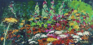 Zingy virágágyás, 2021 (olaj, vászon) alkotó: Sylvia Paul