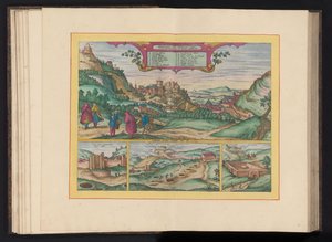 Gezicht op het Alhambra en de stad Granada Granada legszebb kastélya, amelyet általában Alhambrának hívnak, keletről nézve (cím a tárgyon) alkotó: Symon Novelanus (possibly)