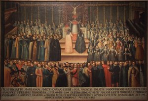 Marina Mniszech és Hamis Demetrius eljegyzése Krakkóban 1605. november 12-én, Earl alkotó: Szymon Boguszowicz