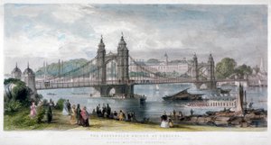 Kilátás a londoni Chelsea függőhídjára, 1852. alkotó: TA Prior