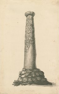 Wolverhampton – Szász oszlop a Szent Péter-templom udvarában: szépia rajz, nd [XVIII. század vége]