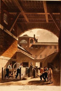 Vízmotor, Coldbath Fields Prison, Ackermann „Microcosm of London” című művéből alkotó: T. and Pugin A.C. Rowlandson
