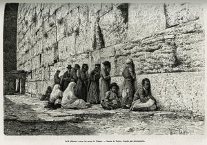 A templom falaihoz síró zsidók (sírás fala). Taylor metszete a La Syria d