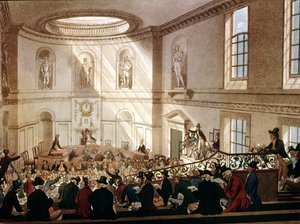 India House, The Sale Room, Ackermann London mikrokozmoszából, metszette Joseph Constantine Stadler (1780-1812), 1808 (aquatinta)