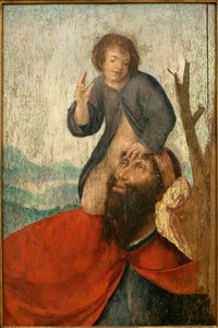 Szent Kristóf - Festmény Carlos testvér műhelyéből (flamand festő 1517 és 1544 között), olaj, fa, 1530 körül (Szent Kristóf, Carlos barát műhelye (1517-1544 között), olaj, tábla, 1530 körül ) - Musee d