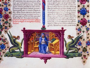Határfríz a lap alján Szent Máté evangélistával, II. kötet f 148, v, Borso d