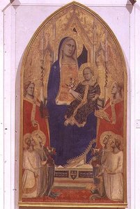 Madonna és gyermeke trónoló SS. Mária Magdolnával, Alexandriai Katalinnal és angyalokkal. alkotó: Taddeo Gaddi