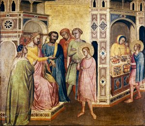 Szent Eligius Clothar király előtt, 1365 körül (tempera fán) alkotó: Taddeo Gaddi