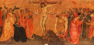 Keresztre feszítés, predella panel (tempera a panelen) alkotó: Taddeo di Bartolo