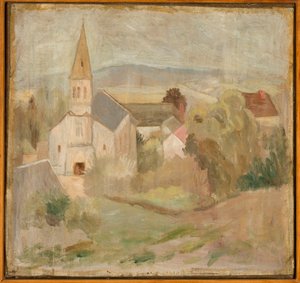 Táj kis templommal (La Comelle) alkotó: Tadeusz Makowski