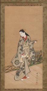 Nő a verandán, kb. 1730. alkotó: Takizawa Shigenobu