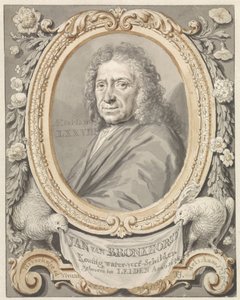 Johannes (Jan) van Bronkhorst portréja keretben virágokkal és két madárral alkotó: Tako Hajo Jelgersma