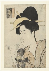 Nő majommal: majom és tigris Elegáns nyomtatott egyenletek hét szemből (sorozat címe) Furyu nanatsume e-awase (sorozat címe az objektumon) alkotó: Tamagawa Shucho