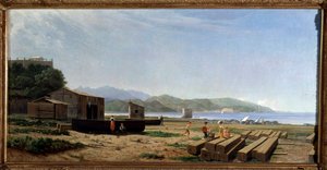 Kilátás a La spezia-öbölre, Olaszország (olaj, vászon alkotó: Tammar Luxuro