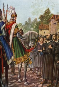 I. Barberossa Frigyes császár (1122-1190) második olaszországi útja során 1158-ban áthalad az Adda folyó mellett, és találkozik Lodi népével, akik könyörögnek neki, hogy szerezze vissza területét. Tancredi Scarpelli (1866-1937) a „Storia d