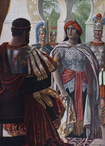 Római ókor: Palmyra császára Septimia Bathzabbai Zenobie, akit Aurelien római császár elfogott, 272” (A Palmyrene Birodalom királynője Zenobia, Aurelianus római császár foglya, i.sz. 272) Tancredi Scarpelli illusztrációja (1866-1937) alkotó: Tancredi Scarpelli