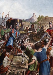 A Szent Birodalom III. Otton (Othon) császárának (980-1002) temetkezési csoportja a maradványokat Olaszországon keresztül Aachen felé viszi, ahol a lázadó lakosság ellen harcol (III. Ottó római római császár koporsója, áthaladva az itáliai tömegeken alkotó: Tancredi Scarpelli