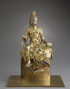 Ülő Bodhisattva Avalokitesvara, 8. század (bronz, aranyozással)
