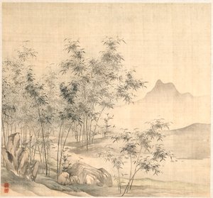 Egy magányos daru a Bamboo Grove-ban, az 1600-as évek elején. alkotó: Tao Hong