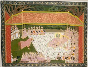 Maharana Sarup Singh egy díjas mént vizsgál, 1845-46. alkotó: Tara