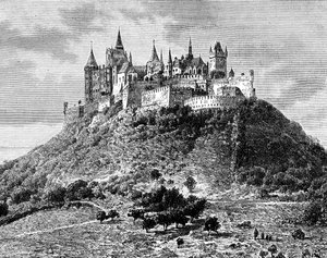 Burg Hohenzollern, Stuttgarttól délre, Németország, 19. század
