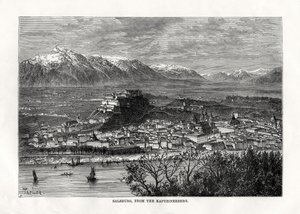 Salsburg, a Kapuzinerbergből, Ausztriából, 19. század alkotó: Taylor