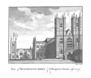 Kilátás a Westminster Abbey-re és a szomszédos St. Margarets-templomra, 18. század vége – 19. század eleje alkotó: Taylor