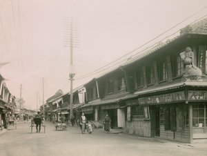 Bevásárlóutca Kobe Motomachi kerületében, 1900-1915 körül (fénykép)