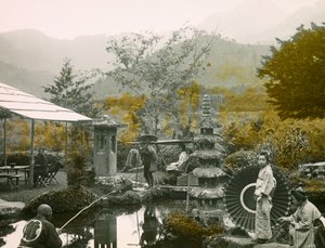 Horgásznap a Dainichi kertben - Do in Nikko 1900 körül - 1915 (fénykép) alkotó: Teijiro Takagi