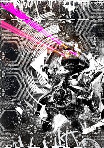 Lézerrobotika, 2016 (kollázs vászonra) alkotó: Teis Albers