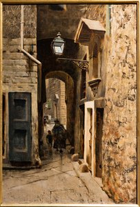 Cavalieri utca Firenze régi gettójában, 1882 körül (olaj, vászon) alkotó: Telemaco Signorini