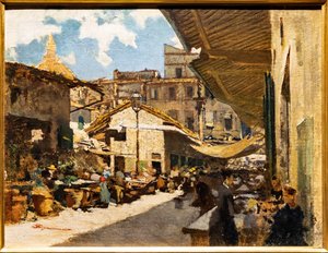 A régi piac Firenzében alkotó: Telemaco Signorini
