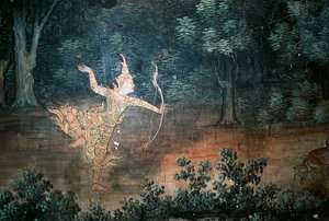 Apsara, falfestmények Buddha életéből, Wat Suwan Dararam, Ayutthaya Történelmi Park (UNESCO Világörökségi Lista) alkotó: Thai School