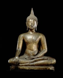 Buddha a győzelem pillanatában, Sukhothai stílus (ólmozott bronz)