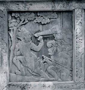 A Ramakient (Ramayana) ábrázoló domborművek sorozatának egyike