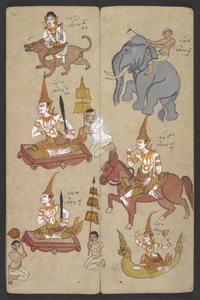 Vagy 16455 f.12r, Animals from the Zodiac, from Phrommachat (pergamen) alkotó: Thai School