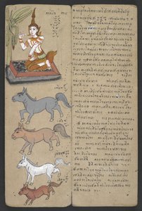 Vagy 16455 f.3r, Animals from the Zodiac, from Phrommachat (pergamen) alkotó: Thai School