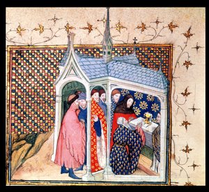 Harl 1319 f.41v Northumberland grófjának esküje a "Histoire du Roy d