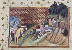Harl 1319 f.9 MacNamara, az ír törzsfőnök, hogy Gloucester grófjával tárgyaljon, a "Histoire du Roy d