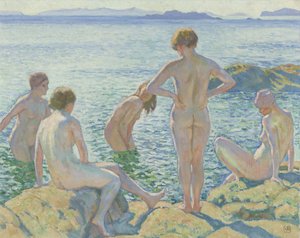 Fürdőző nők alkotó: Théo van Rysselberghe