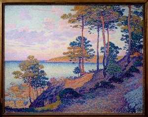 La pointe Saint Pierre a Saint Tropez Theodore Van Rysselberghe (1862-1926) festménye (ec.belg) 1896 Luxemburg. Musee National D Art Et Histoire - Pointe Saint Pierre és Saint Tropez. Theo Van Rysselberghe (1862-1926) festménye (belga iskola)