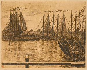 Volendam (Hollandia), horgonyzó csónakok alkotó: Théo van Rysselberghe