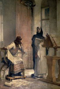 IX. Lajos (1214-1270), mielőtt Franciaország királya lett volna, matematikát tanult Vincent de Beauvais (1190-1264), domonkos testvérnél a royaumonti apátságban. Theobald Chartran (1849-1907) festménye. Párizs, La Sorbonne alkotó: Theobald Chartran