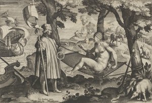 New Inventions of Modern Times [Nova Reperta], The Discovery of America, 1. lemez, kb. ..., kb. 1600.