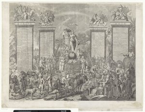 A világ allegorikus ábrázolása De Waereld (cím a tárgyon) alkotó: Theodoor Koning