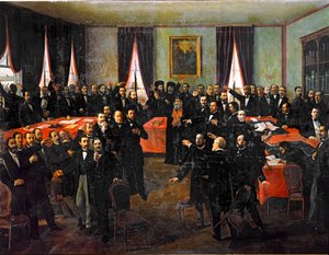 A román fejedelemségek egyesülésének kihirdetése ... (festmény, vászon) alkotó: Theodor Aman