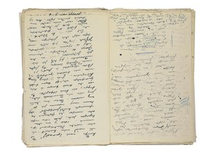 Autográf kéziratvázlatok a berlini életről és társadalomról szóló cikkekhez, valamint egy 1878-94 körüli regényvázlat töredéke (toll és tinta papíron) alkotó: Theodor Fontane