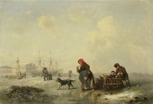 A Newa Szentpéterváron (Leningrád) télen alkotó: Theodor Hildebrandt