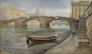 Egy borús nap Firenzében a Ponte Santa Trinità közelében alkotó: Theodor Philipsen